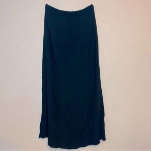 EUC FLAX by Jeanne Enqelhart Maxi Skirt 100% Rayon Small Flowing BOHO Black
